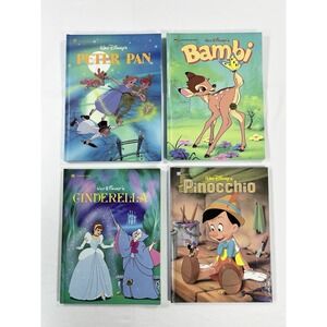 4 Vintage 80s Disney's Big Golden Books Bambi Cinderella Pinocchio Peter Pan